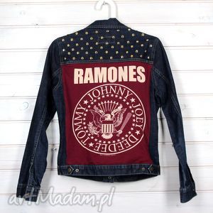 handmade kurtka dżinsowa z ćwiekami rock ramones