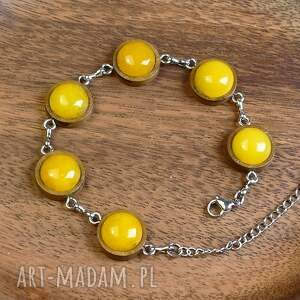 Drewniana bransoletka - żółty jadeit 111 - z kamieniem