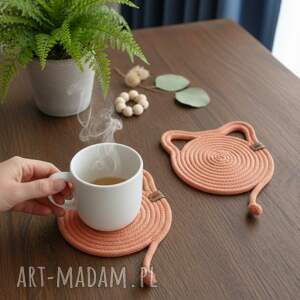 Prezent Podkładki pod kubek ze sznurka bawełnianego Koty PS22