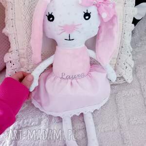 handmade lalki przytulanka króliczek królik minky z ubrankiem haft imię