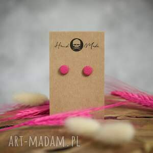 kolczyki dotsy mini - różowe z modeliny, glinki polimerowej na prezent