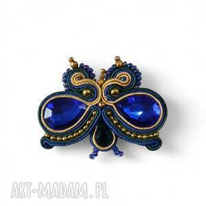 Nane-Sutasz, Broszka sutasz motyl nane, kobaltowy, oryginalna - owad