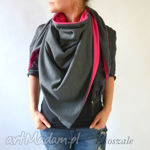 handmade chustki i apaszki chusta XXL grafit - malina