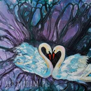 purpurowe serca, obraz ptaki, zwierzę, krajobraz miłość