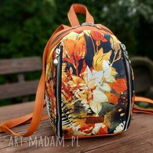 handmade plecak wodoodporny liście jesień rudy