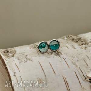 turkusowa głębia - ręcznie robione kolczyki sztyfty, prezent dla niej