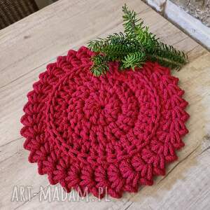 handmade pomysł na upominek świąteczny podkładka boho ze sznurka bawełnianego
