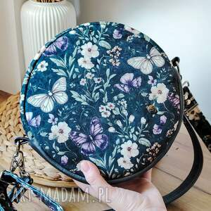 torebka okrągła motyle z weluru wiosne