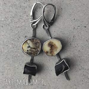 srebrna bransoletka bursztyn kolczyki srebro oksydowane