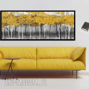 nowoczesny obraz do salonu drukowany na płótnie z drzewami - pejzaż duży format