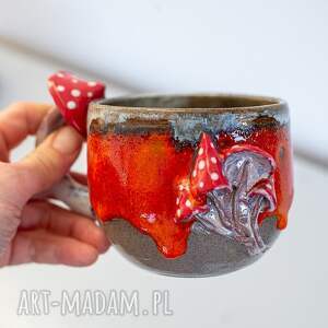 Prezent Duży kubek z grzybkami handmade | Lava beton | ok 500 ml