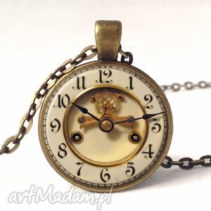 stary zegar - foto medalion z łańcuszkiem, vintage, naszyjnik prezent