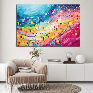 kolorowa abstrakcja - kolorowy obraz abstrakcyjny - wydruk na płótnie 90x60 cm