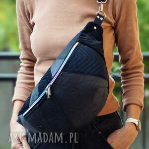 Prezent czarno grafitowa patchworkowa nerka XXL, mini plecak