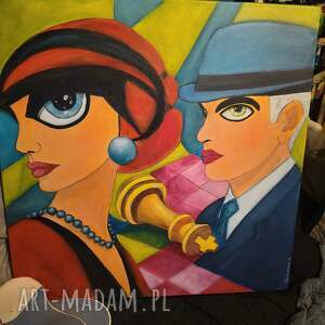 szach - mat obraz akrylowy 80x80 prezent, nowoczesny, kolory