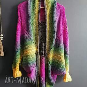 ręcznie zrobione poncho multicolors sweter, ponczo