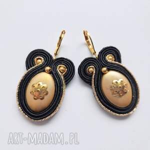 Kolczyki haftowane sutaszowe Gold Flower, sutasz