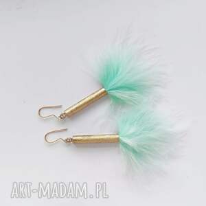 pod choinkę prezent, piórko kolczyki zmatowione, mosiądz
