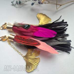 Klipsy wykonane w pojedynczym egzemplarzu kolorowe pióra chwosty