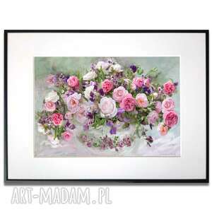 renata bulkszas grafika w ramie róże wazonie 30x40, eleganckie kwiatami