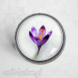 galavena broszka krokus - koniec zimy ręcznie robiona oryginalna, kwiat