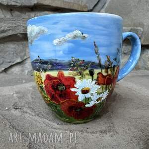 porcelanowy kubek ręcznie malowany polne kwiaty porcelana malowana