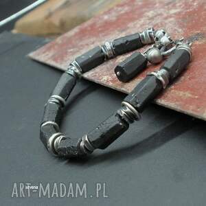 Czarne turmaliny - UNISEX 03, onyks, bransoletka, męska