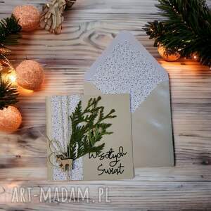 handmade pomysł na prezent pod choinkę kartka świąteczna z pasującą kopertą