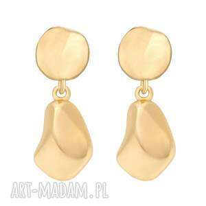 sotho złote kolczyki z nieregularną zawieszką, pozłacane, geometryczne