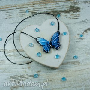 handmade wisiorki wisiorek - zawieszka - błękitny motyl