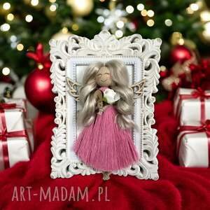 dom aniołek w ramce makrama, dekoracje, upominek, prezent