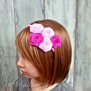 handmade ozdoby do włosów opaska dla dziewczynki w róże