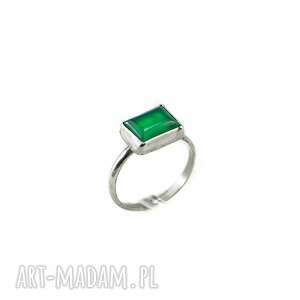 onyks zielony - pierścionek z kamieniem, srebro 925