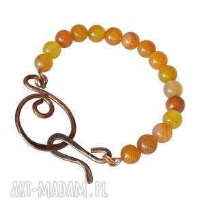 bransoletka z kutej oksydowanej i agatu /5/, branoletka agatem, biżuteria