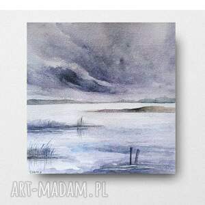 Oryginalna akwarela pejzaż 20 x 20 cm - obraz handmade