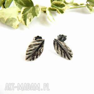 mini listki szare ii - kolczyki srebrne, biżuteria artystyczna, srebro 925
