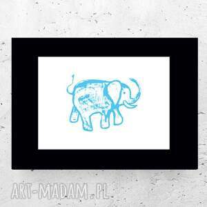 plakaty mały plakat ze słoniem, słoń obrazek A5, zwierzęta plakat 21x15, minimalizm