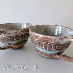 handmade ceramika dwa kubki "pastelowo - wzorkowo" 1