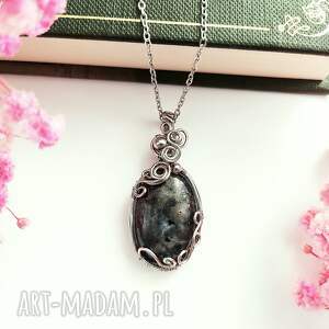 naszyjnik larvikit stal chirurgiczna wisiorek handmade wirewrapping biżuteria