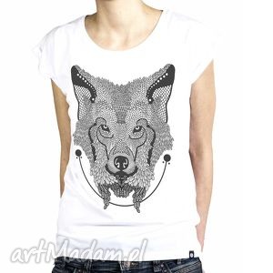 ręczne wykonanie koszulki koszulka damska wilk - malinowe cacko