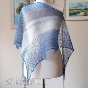 RĘCZNIE NA DRUTACH - Zmierzch - piórkowa, asymetryczna chusta