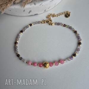 bransoletka harmonia emocji, rodochrozyt ametyst, lawa wulkaniczna, biżuteria