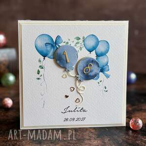 Personalizowana kartka na 18. urodziny z balonikami