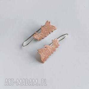 dinozaur kolczyki brąz, zmatowione