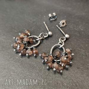 Prezent Kolczyki z andaluzytem na sztyfcie, srebro oksydowane