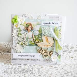 ręcznie robione scrapbooking kartki kartka dla dziewczynki - pamiątka chrztu