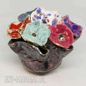 flower box kwiaty ceramiczne i donica piękny duży wyjątkowy komplet handmade