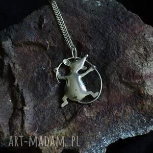 srebrny wisiorek mysz bez łańcuszka szczur, retro biżuteria