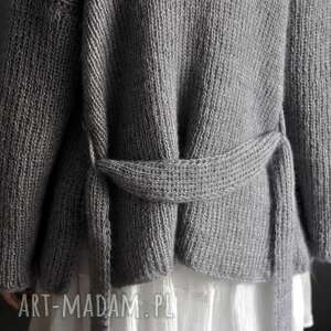 swetry kardigan gray kid mohair, sweter na drutach, kobiecysweterek