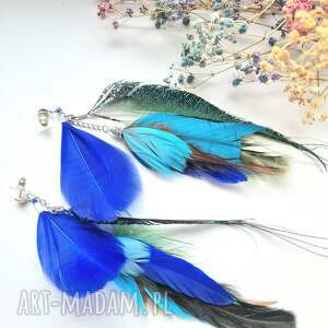 Kolczyki kolorowe energetyczne pióra duże lekkie wykonane